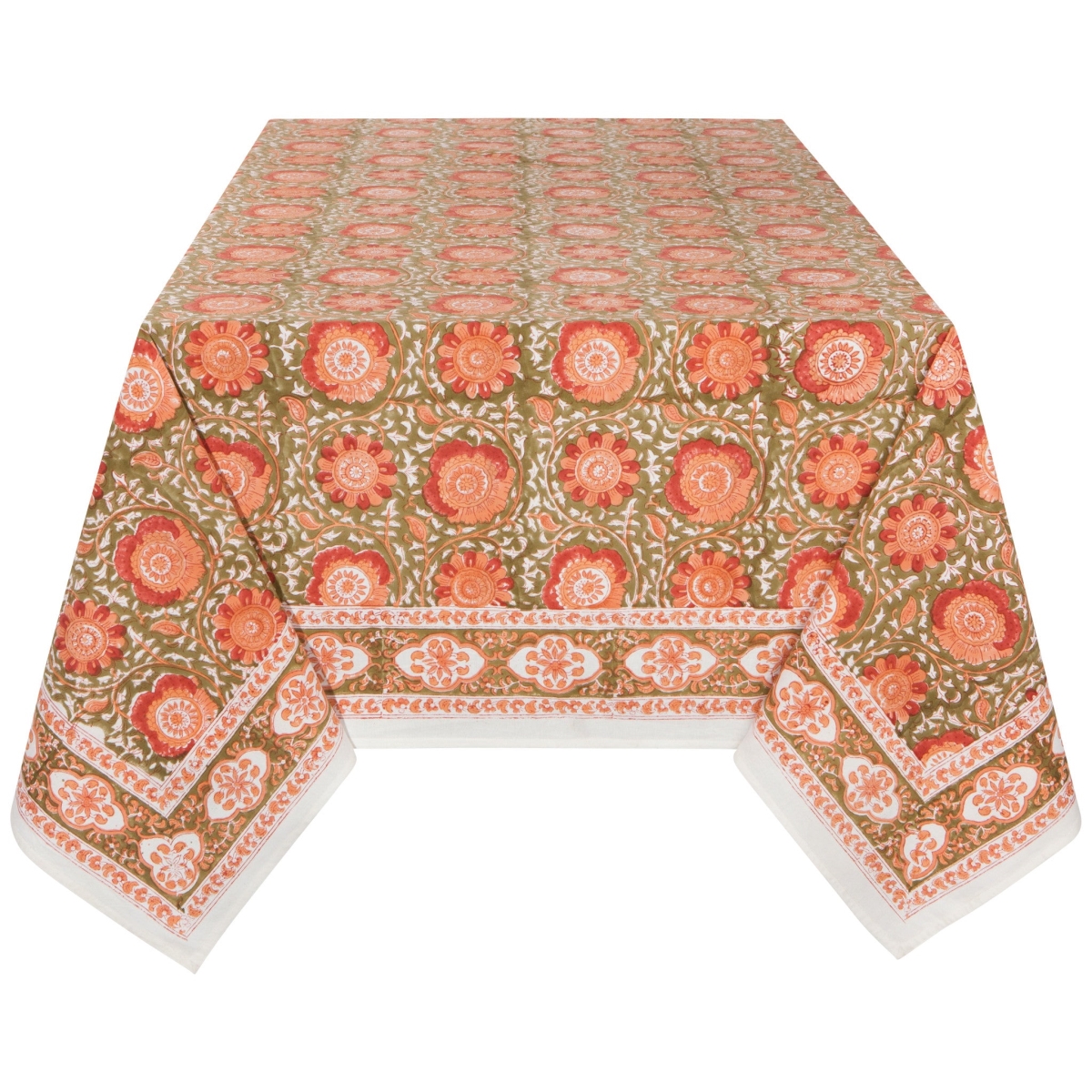 Picture of Danica Brands HTC2726D 60 x 90 in. Zinnia Block Print Tablecloth