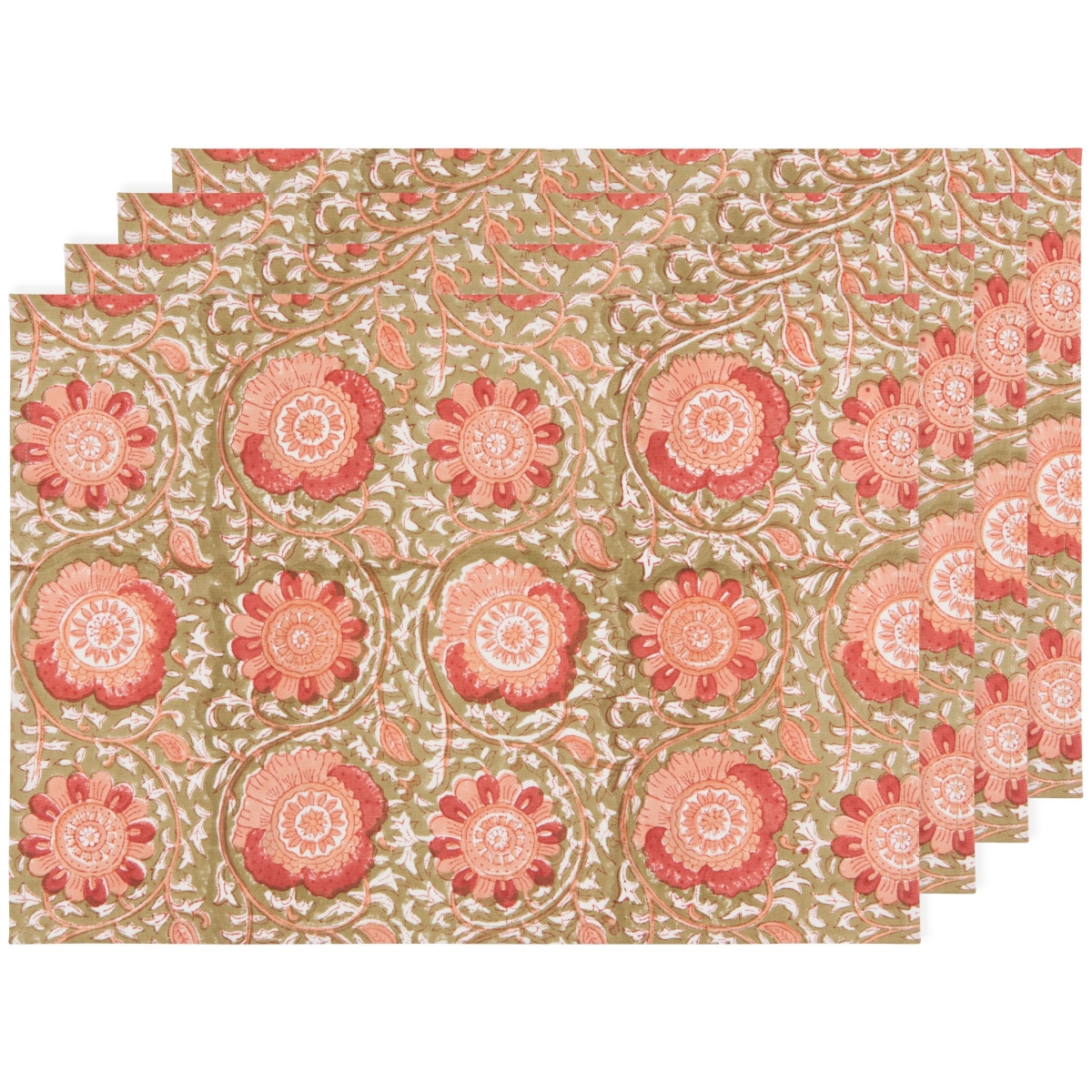 Picture of Danica Brands HPM2727D Zinnia Block Print Placemats, Set of 4