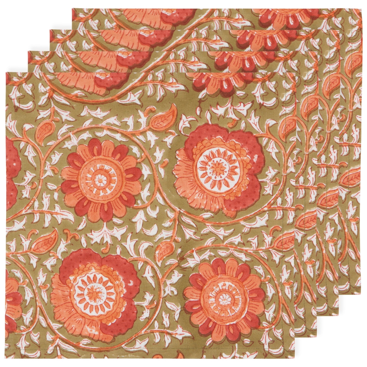 Picture of Danica Brands HNP2728D Zinnia Block Print Napkins, Set of 4