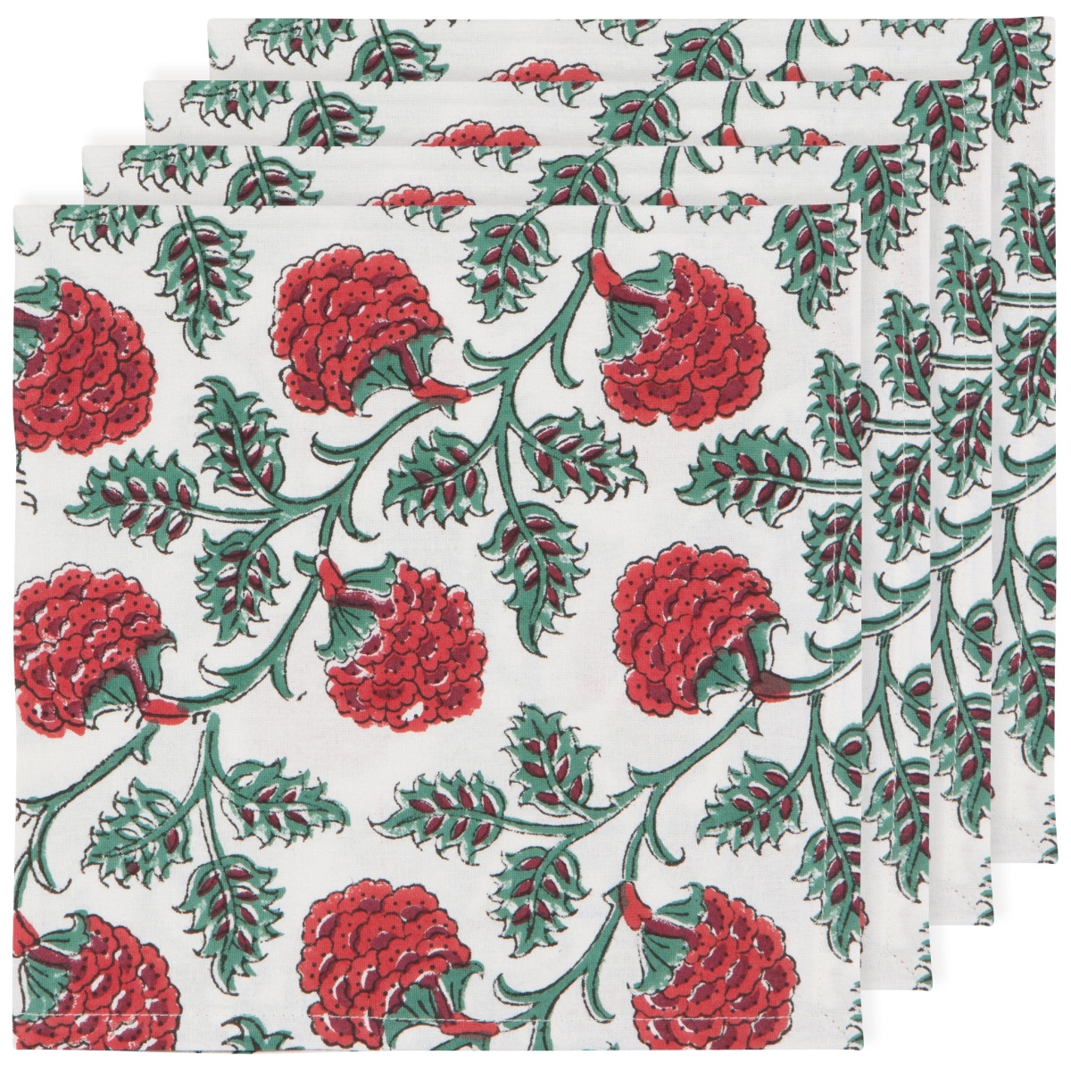 Picture of Danica Brands HNP2733D Carnation Block Print Napkins, Set of 4