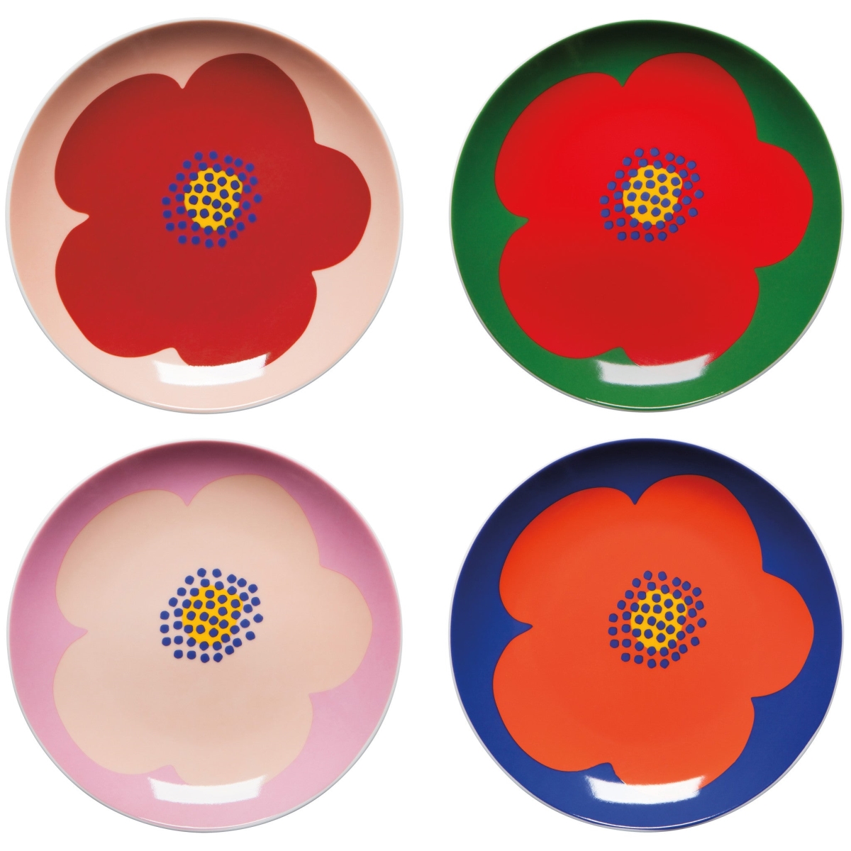 Picture of Danica Brands JPT3151D 6 in. Poppy Appetizer Plates - Assorted Color - Set of 4