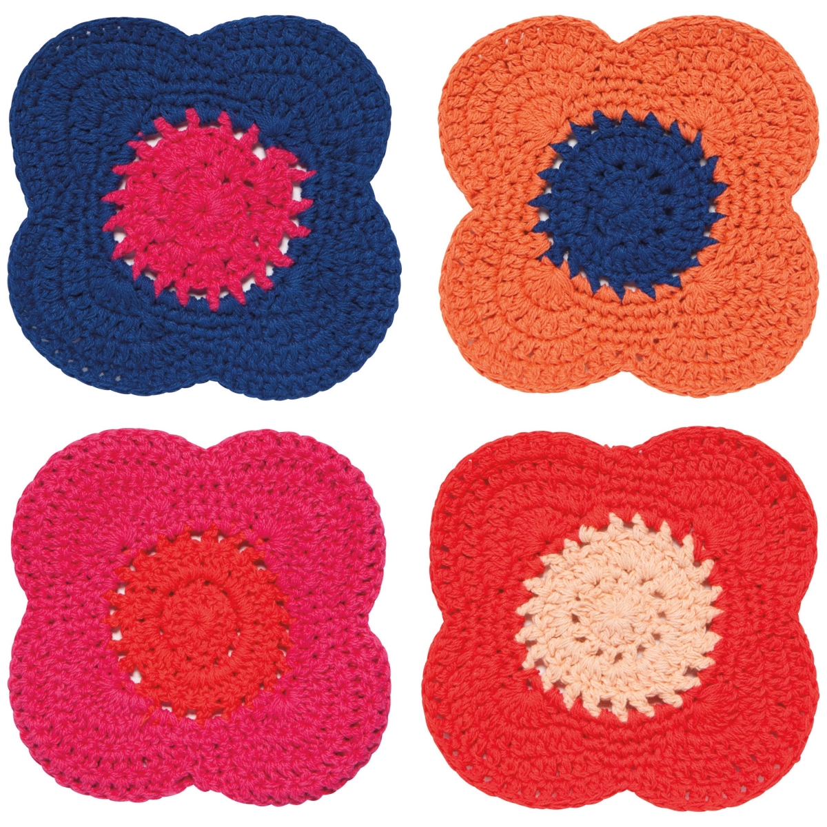 Picture of Danica Brands JCO3124D Poppy Crochet Coasters - Assorted Color, Set of 4