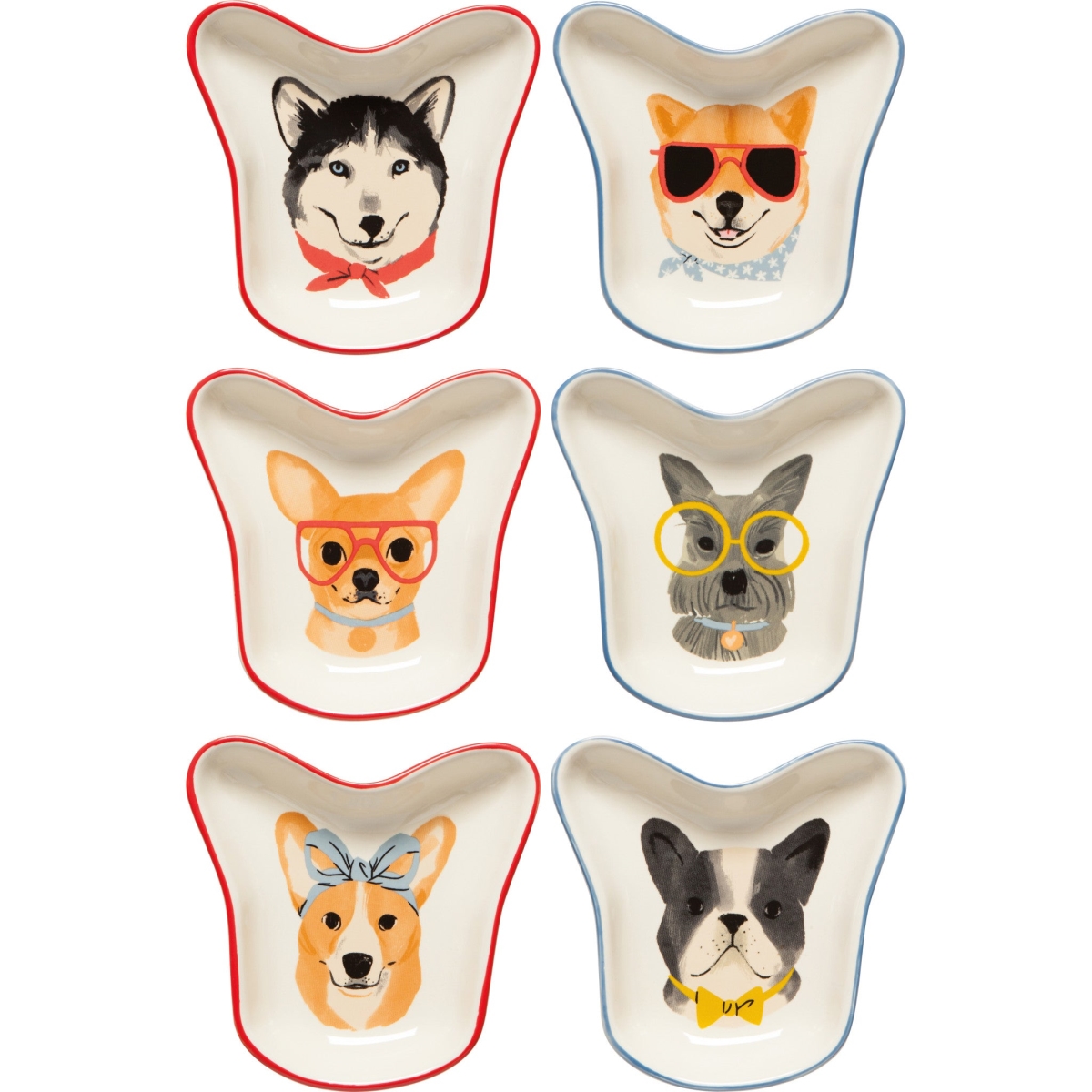 Picture of Danica Brands JBO3158D 2 oz Uptown Dogs Pinch Bowls - Assorted Color, Set of 6