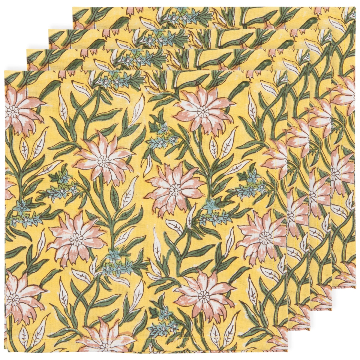 Picture of Danica Brands HNP3276D Clematis Block Print Napkins, Set of 4