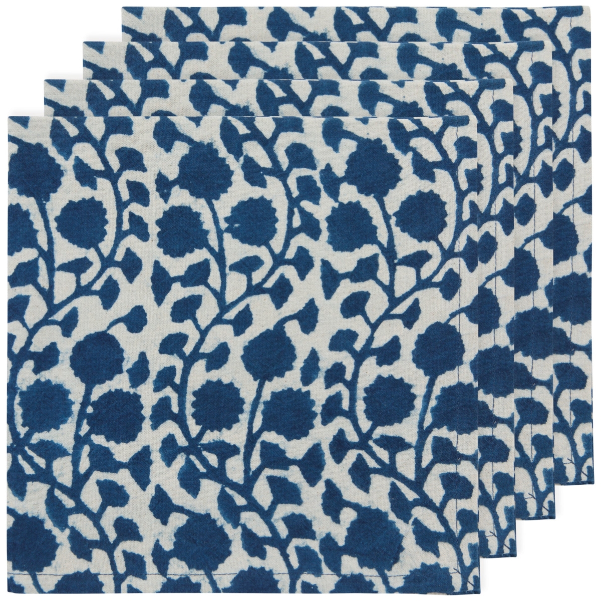 Picture of Danica Brands HNP3280D Vinebloom Block Print Napkins, Set of 4