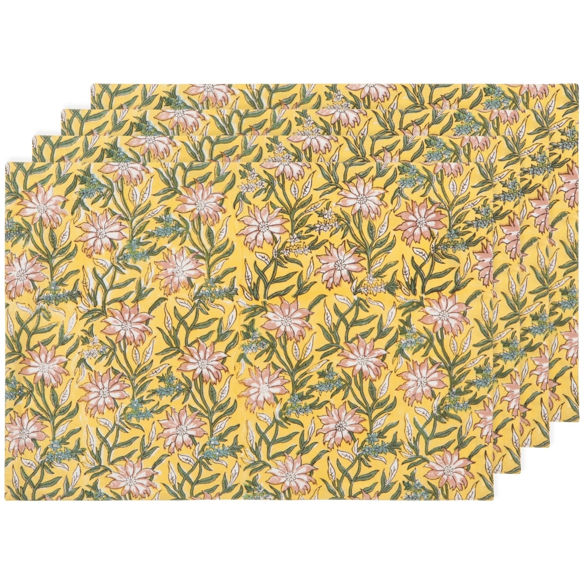 Picture of Danica Brands HPM3277D Clematis Block Print Placemats, Set of 4