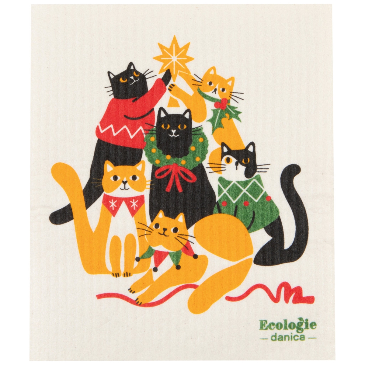 Picture of Danica Brands ESW3818D 6.5 x 8 in. Kitty Carol Christmas Swedish Dishcloth