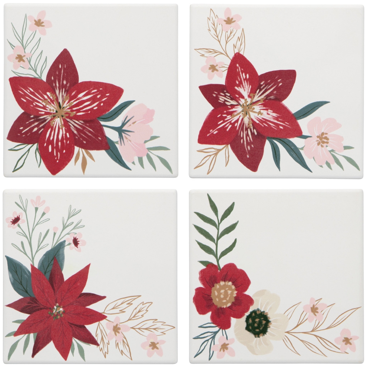 Picture of Danica Brands NCO3615D Amaryllis Christmas Soak Up Coasters, Set of 4