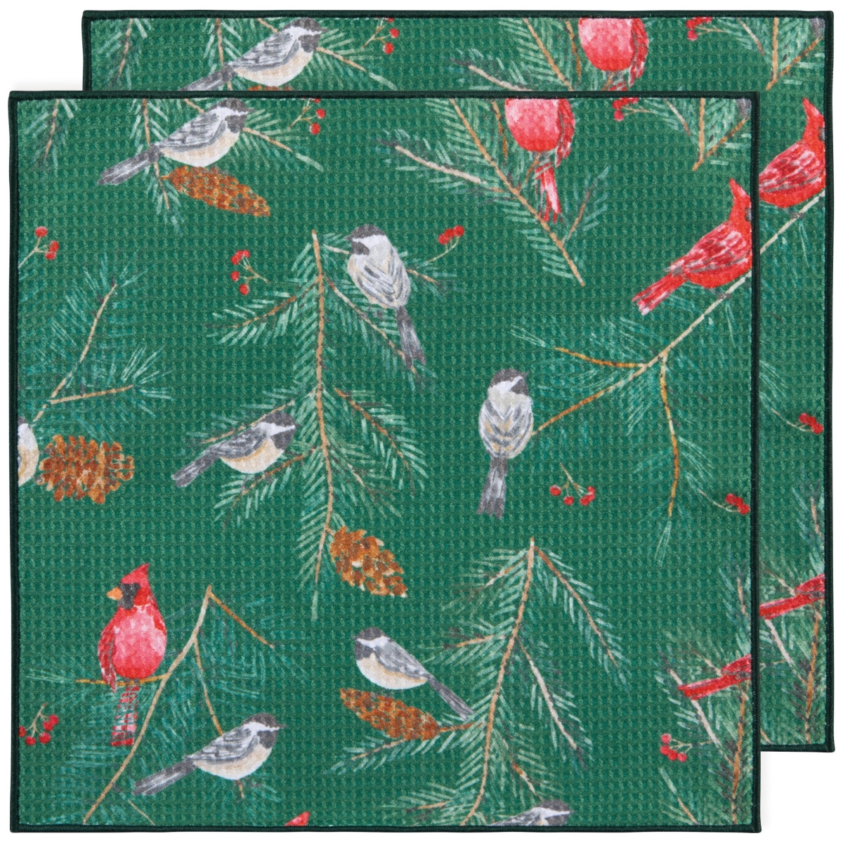 Picture of Danica Brands NDC3601D 12 x 12 in. Birds & Boughs Christmas Recycled Microfiber Dishcloth Set