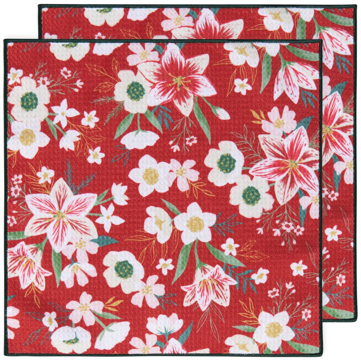 Picture of Danica Brands NDC3617D 12 x 12 in. Amaryllis Christmas Recycled Microfiber Dishcloth Set