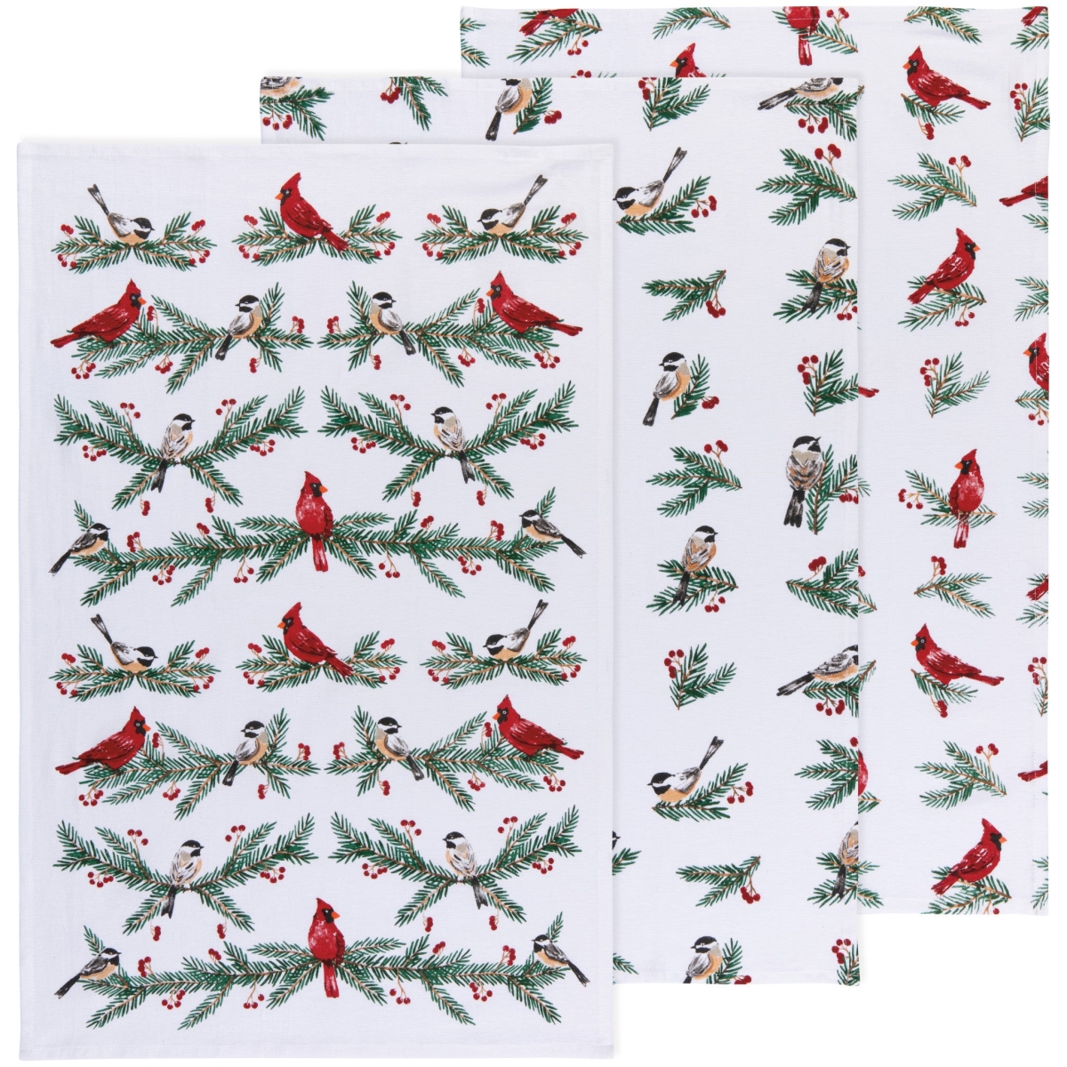 Picture of Danica Brands NKT3595D Birds & Boughs Christmas Floursack Dishtowels, Set of 3