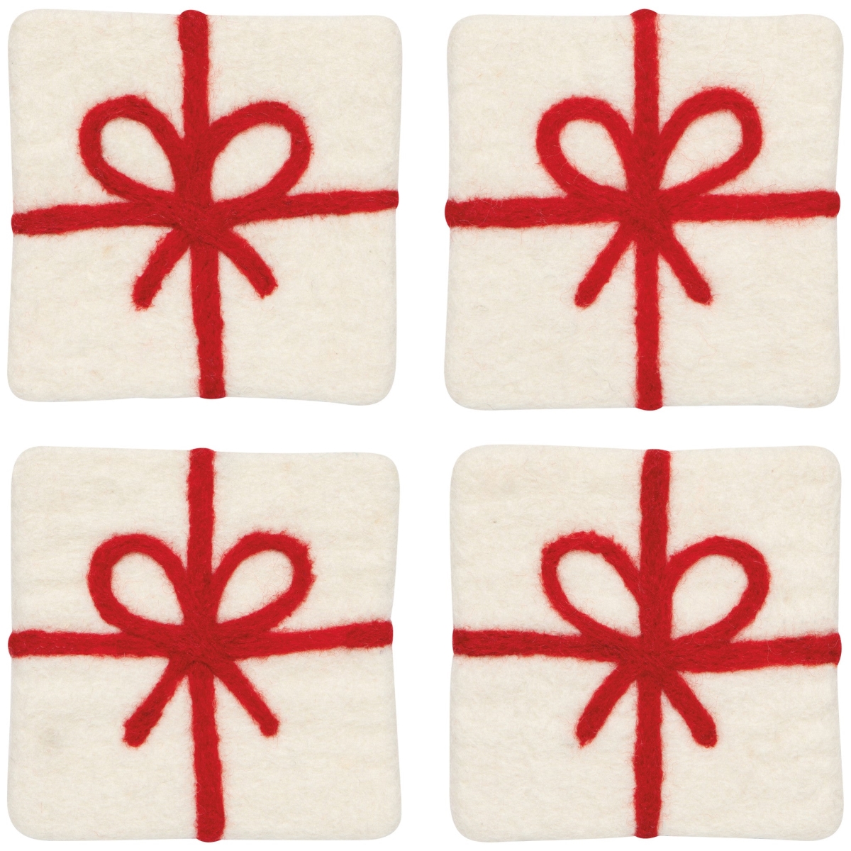 Picture of Danica Brands JTO3839D Presents Christmas Felt Wool Coaster, Set of 4