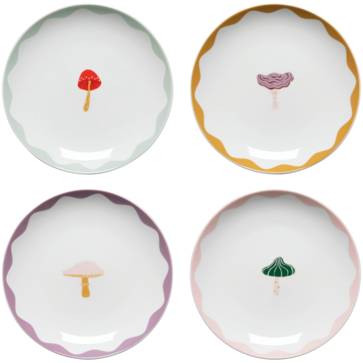 Picture of Danica Brands JPT3802D 6 in. Mushroom Gems Appetizer Plates - Set of 4