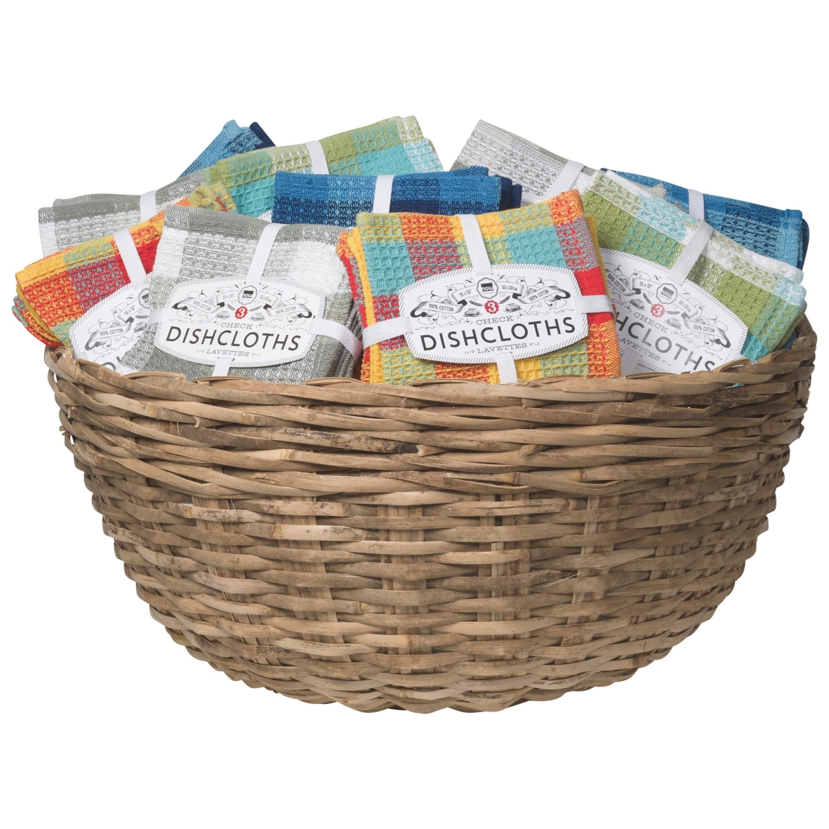 Picture of Danica Brands 2106011 Check-It Dishcloths in Display Basket, 3 per Set - Set of 48