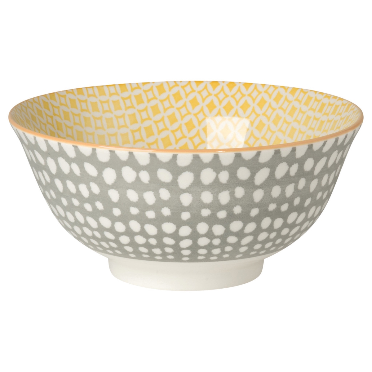 Picture of Danica Brands 5043003 6 in. Dots Gray & Yellow Stamped Bowl