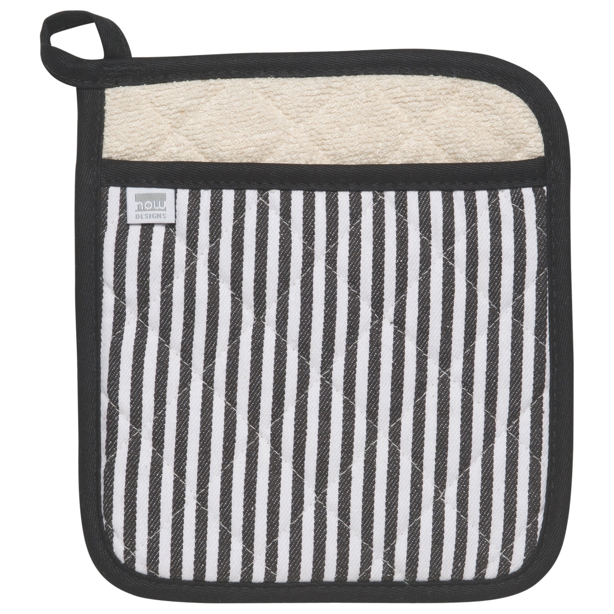 Picture of Danica Brands 506928 8 x 9 in. Superior Black Narrow Stripe Pocket Potholder