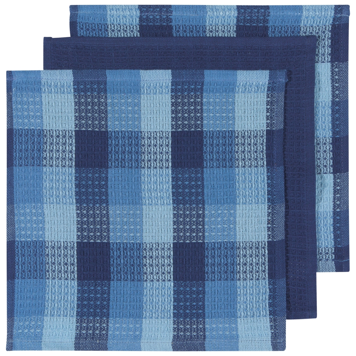 Picture of Danica Brands 2250421 Check Indigo Waffle Dishcloths, Set of 3