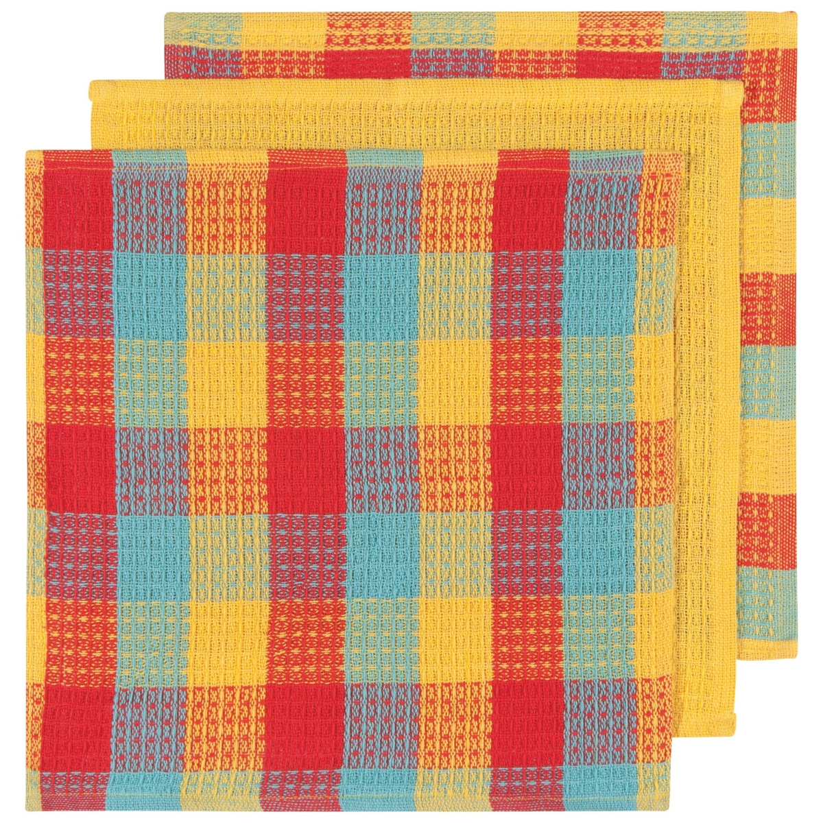 Picture of Danica Brands 2250535 Check Lemon Yellow Waffle Dishcloths, Set of 3
