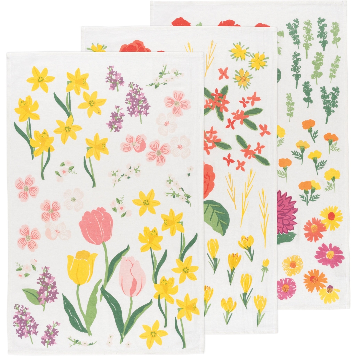 Picture of Danica Brands 2221005 Flowers of the Month Bakers Floursack Dishtowels, Set of 3