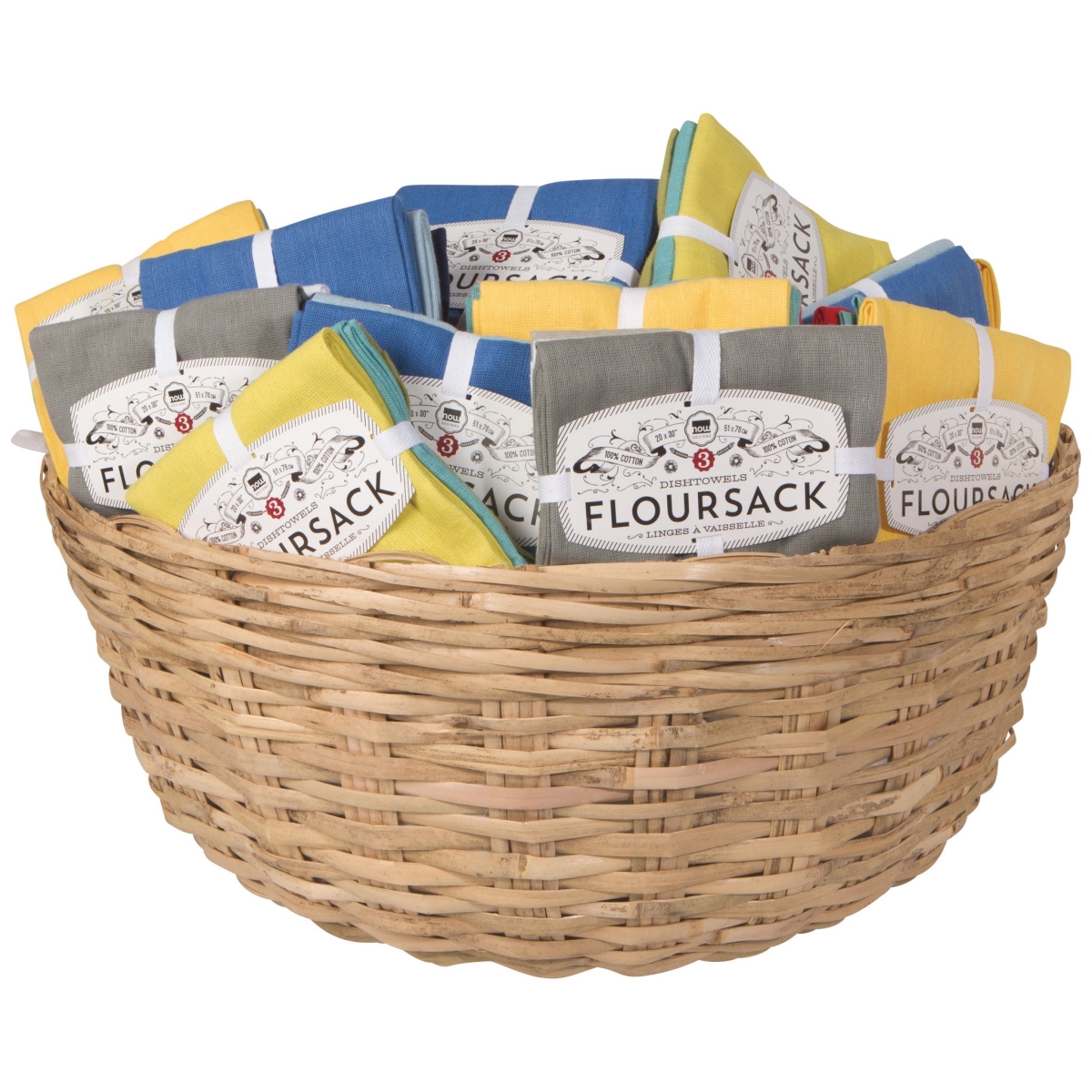 Picture of Danica Brands 2106012 Floursack Dishtowels in Display Basket, 3 per Set - Set of 48