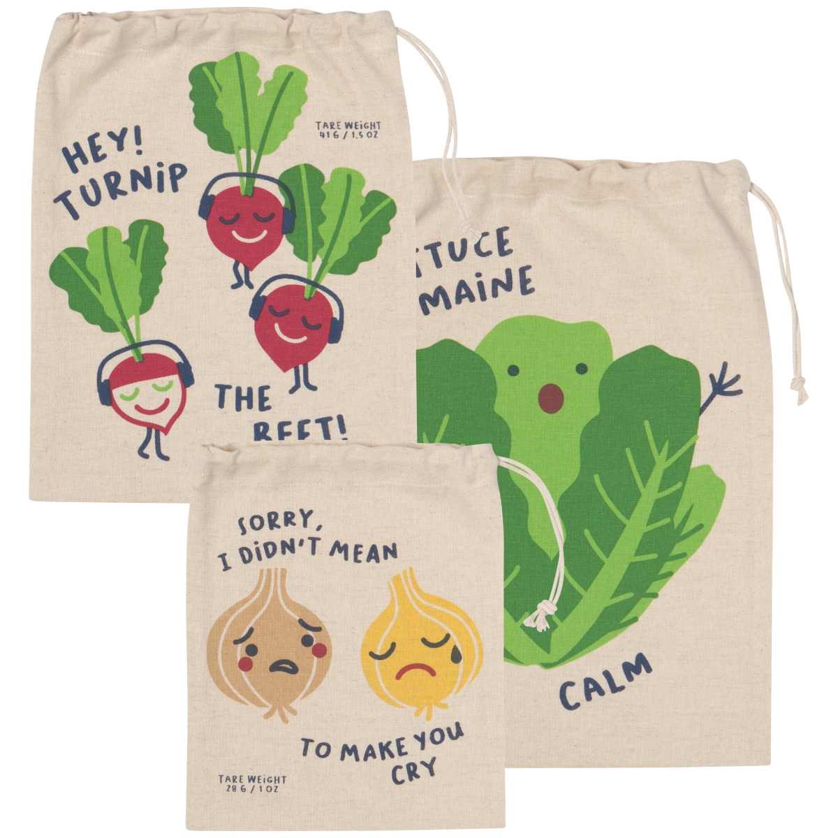 Picture of Danica Brands 3001004 Funny Food Reusable Produce Bag - Set of 3
