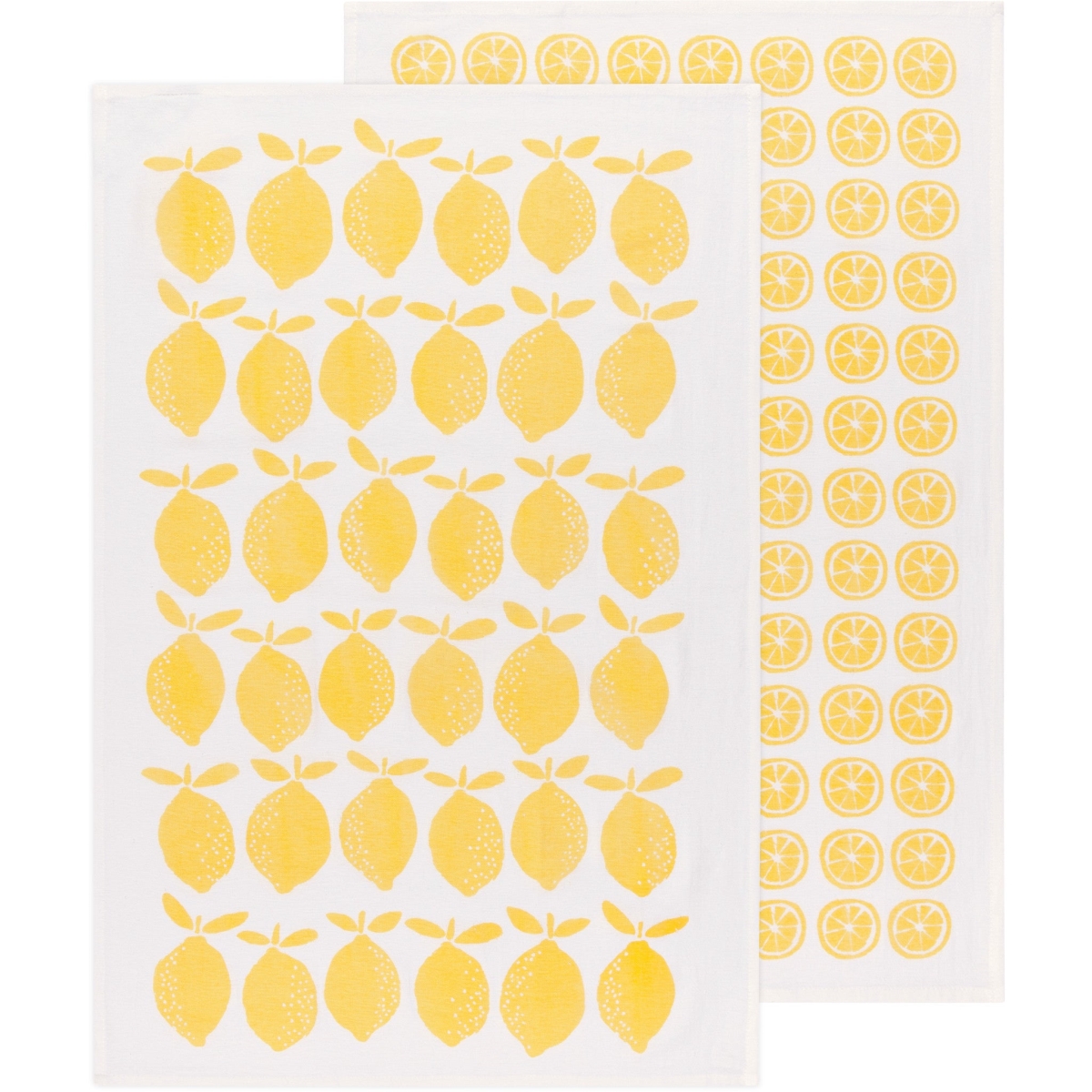 Picture of Danica Brands 2252535 Lemon Print Yellow Floursack Dishtowels, Set of 2