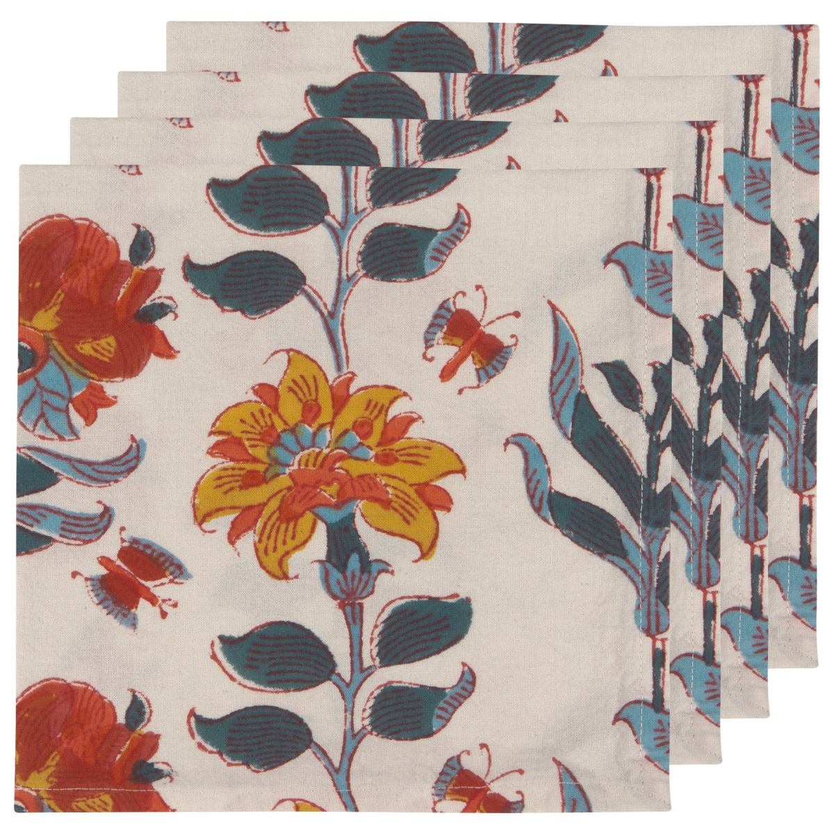Picture of Danica Brands 1045001 Marigold Block Print Napkins, Set of 4