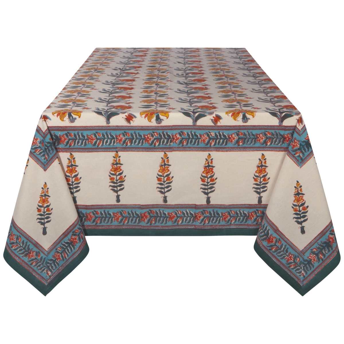 Picture of Danica Brands 1057001 90 x 60 in. Marigold Block Print Tablecloth
