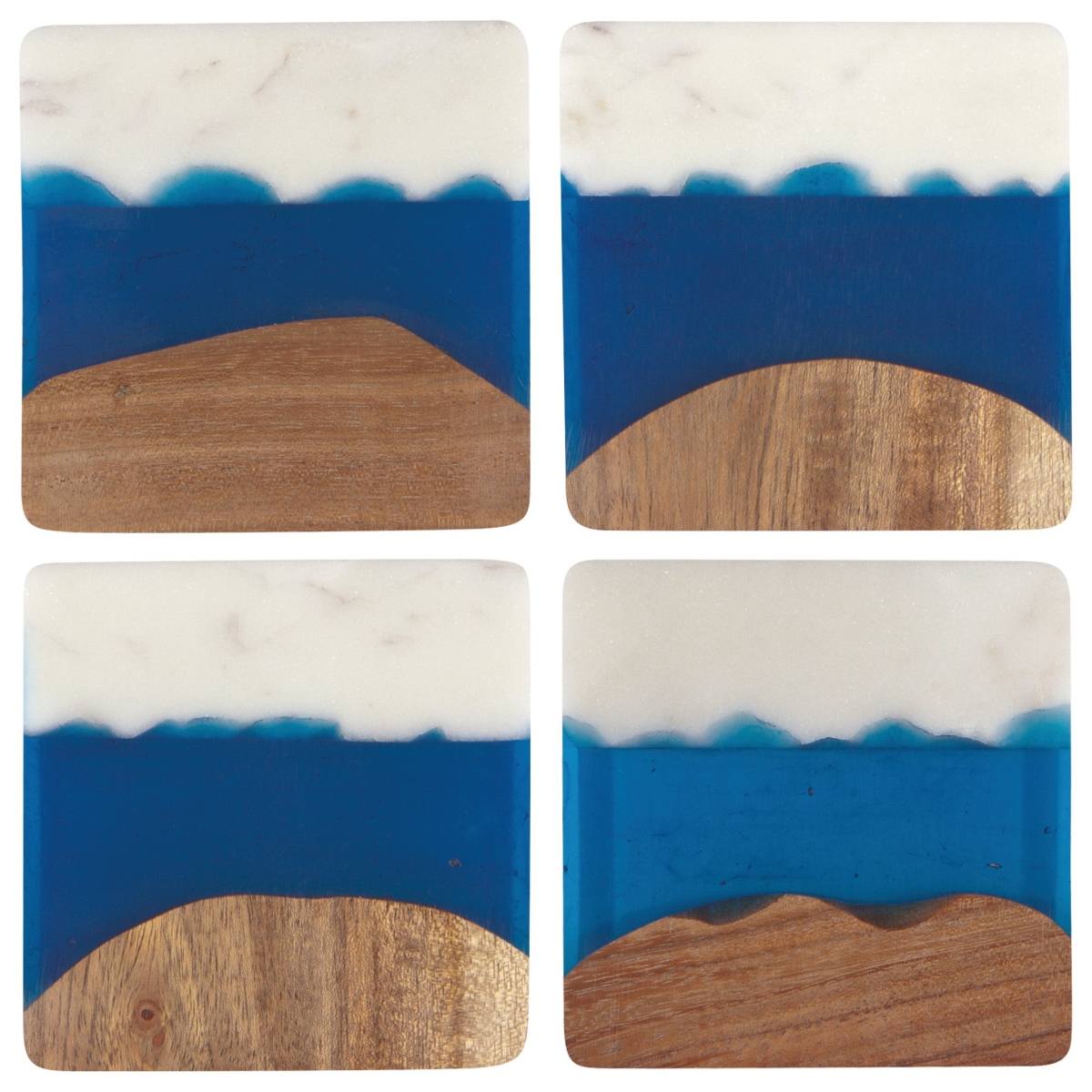 Picture of Danica Brands 5208001 Skyline Azure Marble & Wood Coasters, Set of 4