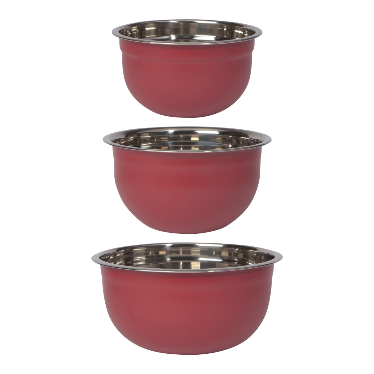 Picture of Danica Brands 5205001 Matte Steel Carmine Red Mixing Bowls, Set of 3