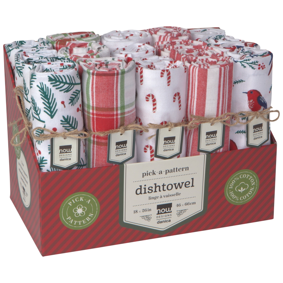 Picture of Danica Brands R005012 Merry & Bright Dishtowels with Counter Display Unit, Set of 20