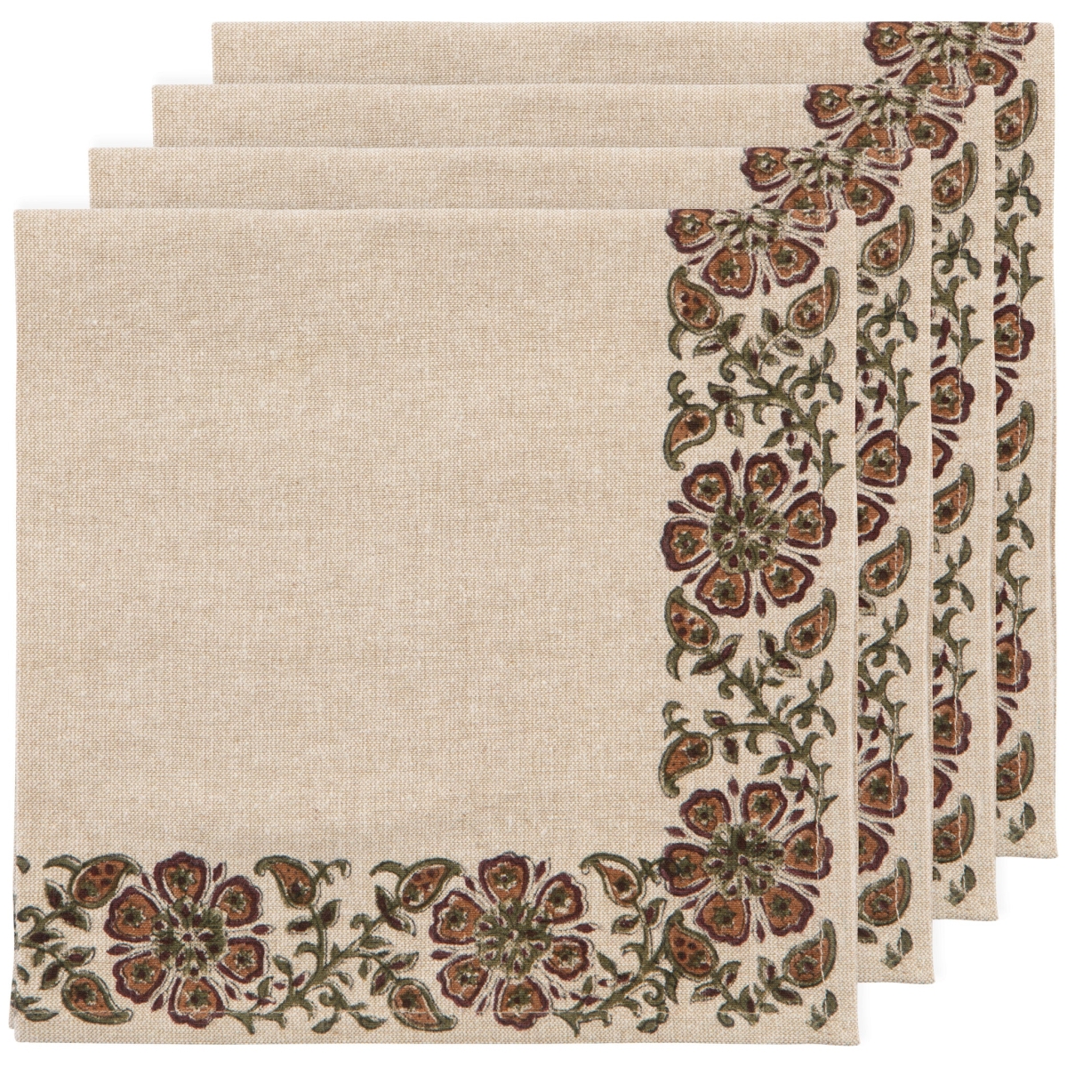 Picture of Danica Brands HNP4027D Elysian Block Print Napkins, Set of 4