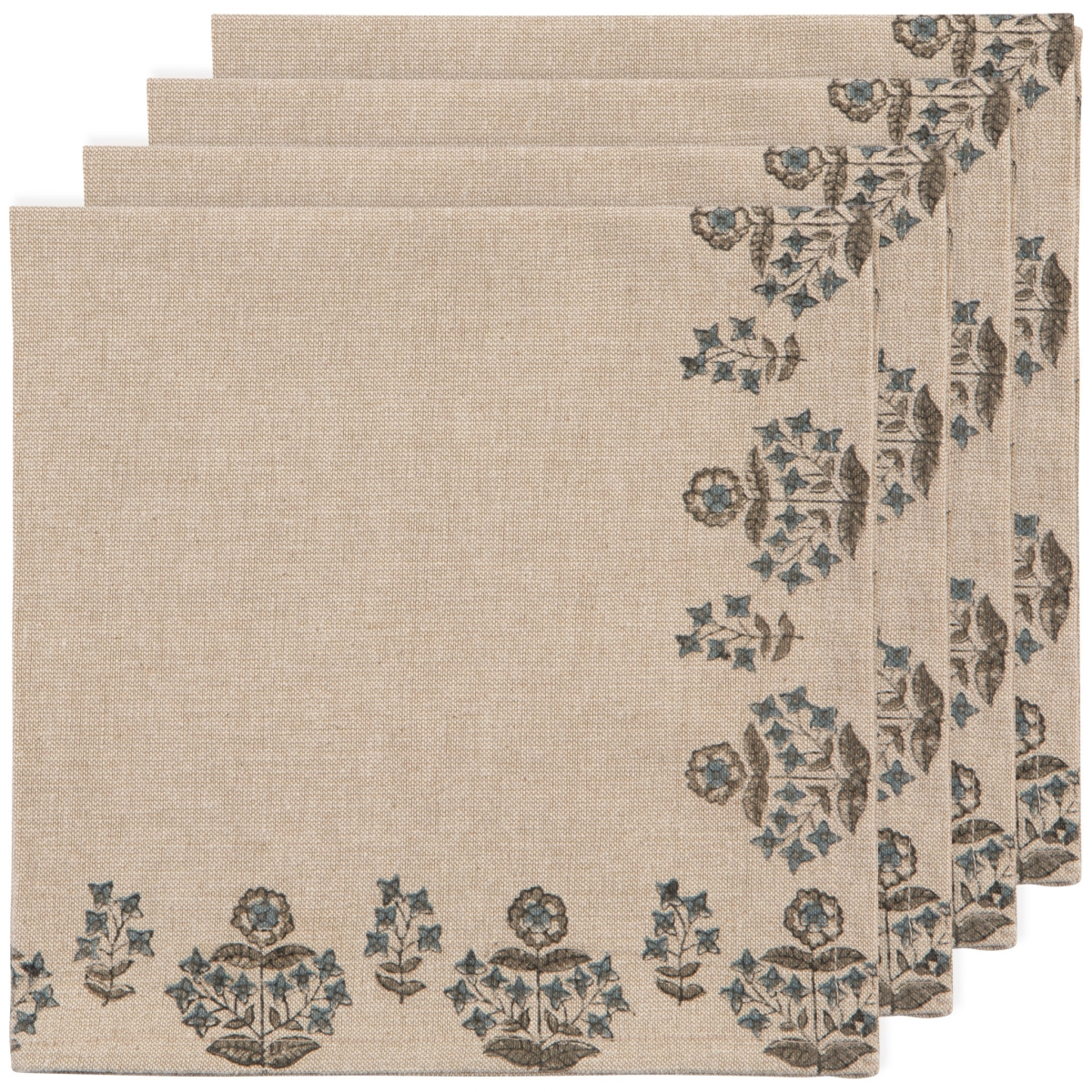 Picture of Danica Brands HNP4026D Salvia Block Print Napkins, Set of 4