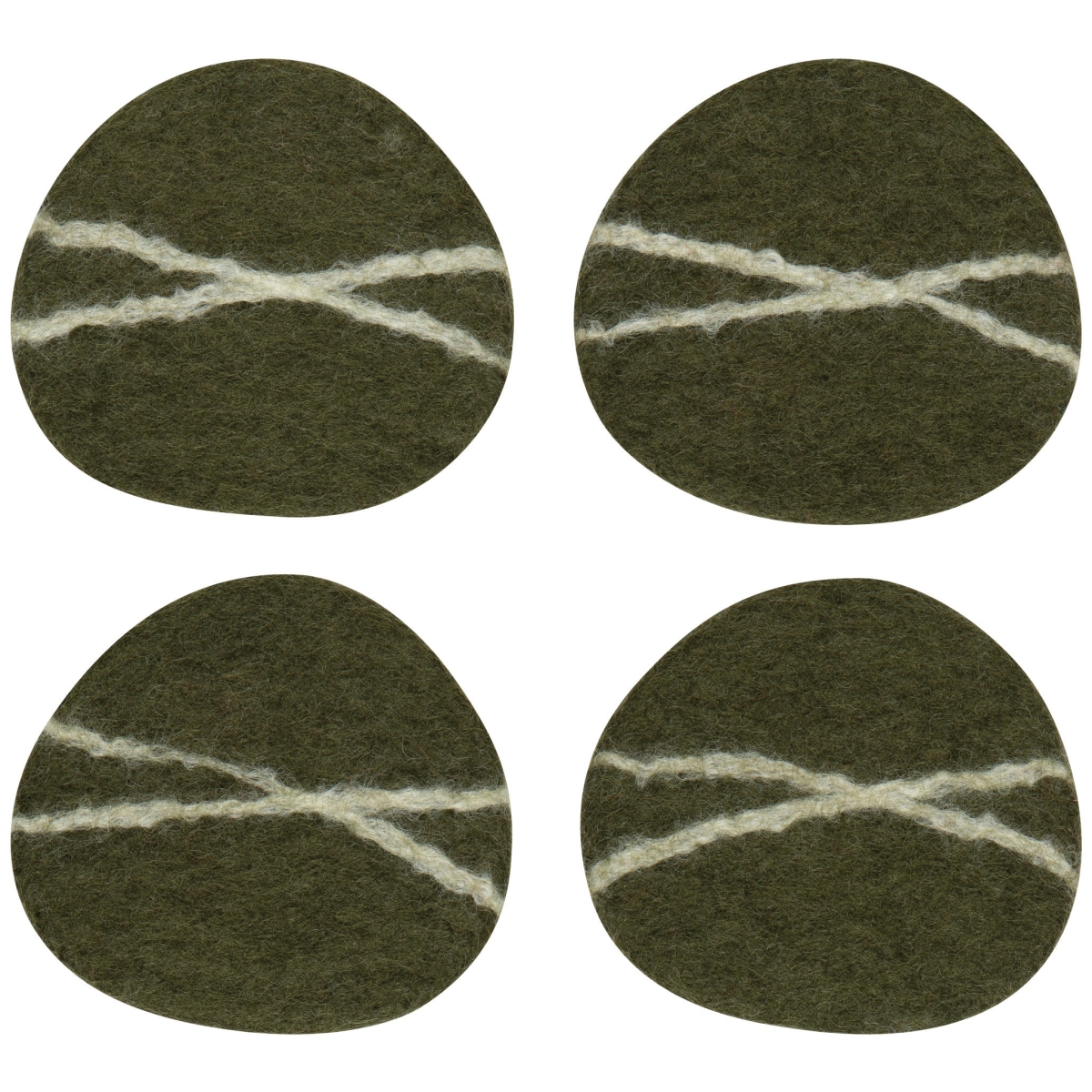 Picture of Danica Brands HCO3905D Striato Felt Wool Coasters - Olive Branch, Set of 4
