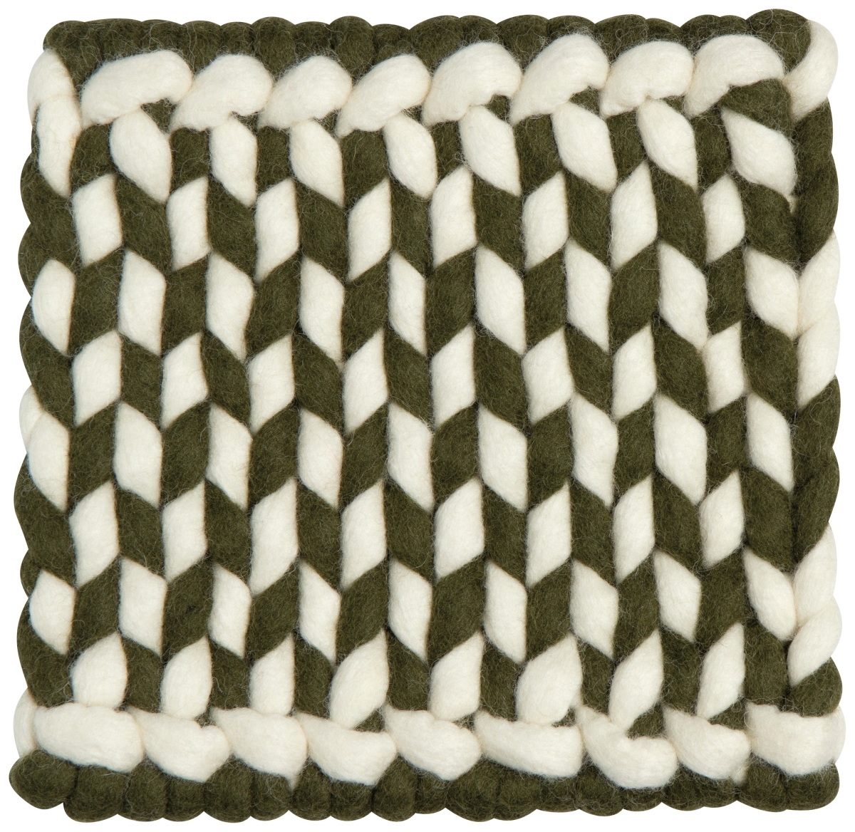 Picture of Danica Brands HTS4073D 8 x 8 in. Braid Felt Wool Trivet - Olive Branch