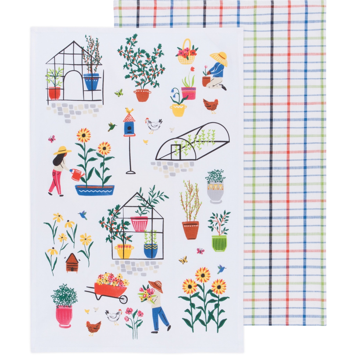 Picture of Danica Brands 2232097 Green Thumb Dishtowels, Set of 2