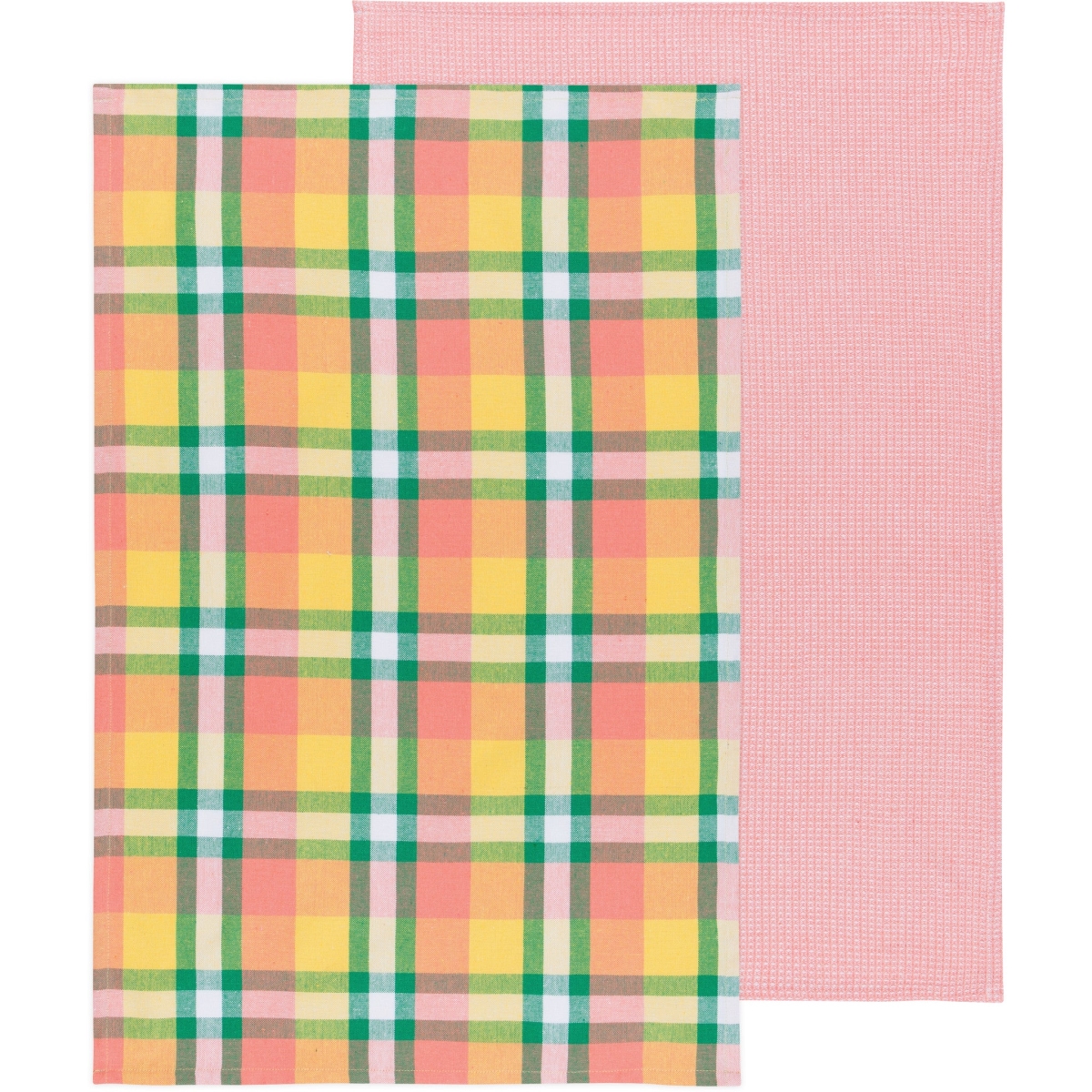 Picture of Danica Brands 2162001 Recycled Cotton 2nd Spin Plaid Meadow Dishtowels, Set of 2