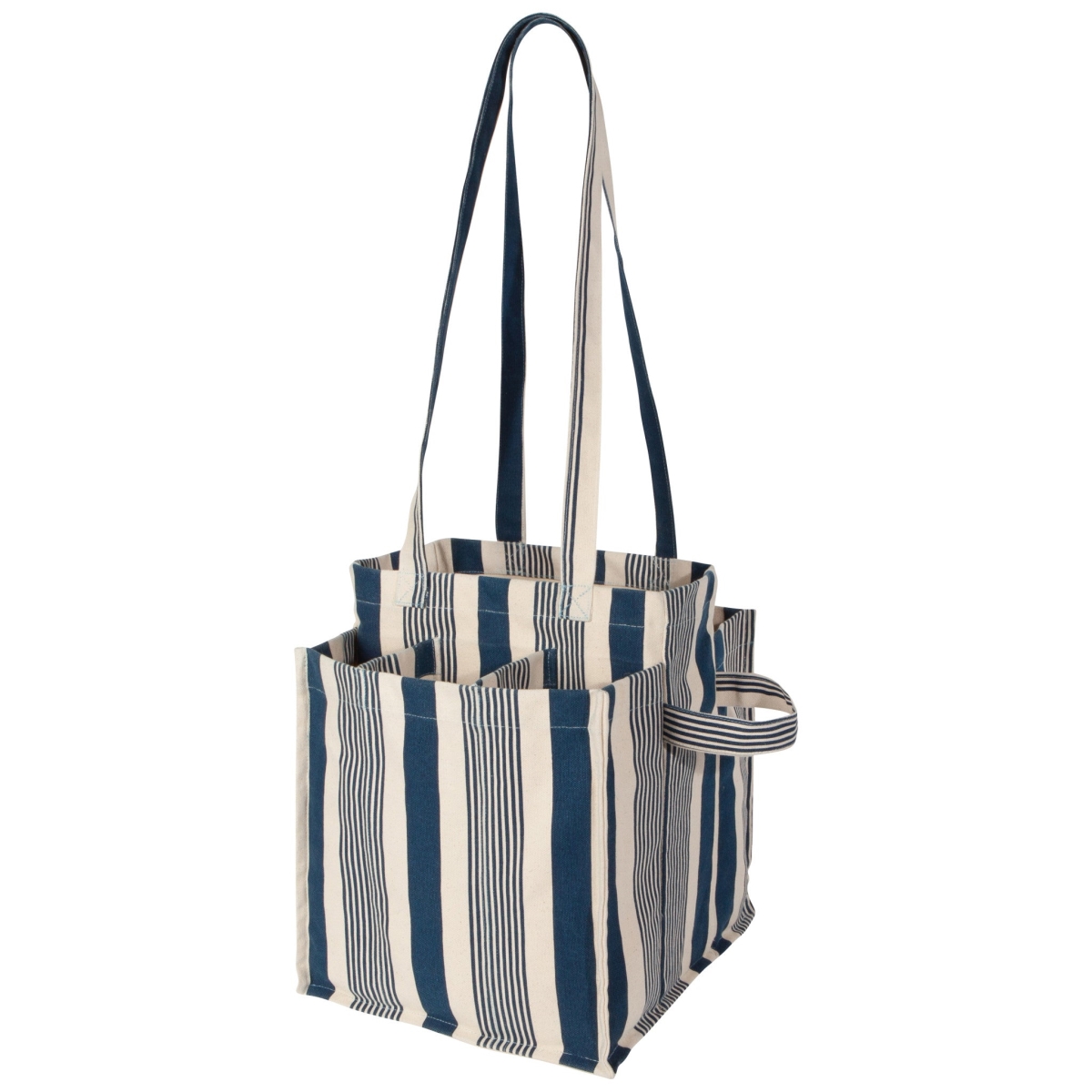 Picture of Danica Brands 3066001 11.5 x 13 x 14 in. Navy Stripe Canvas Shopping Tote Bag