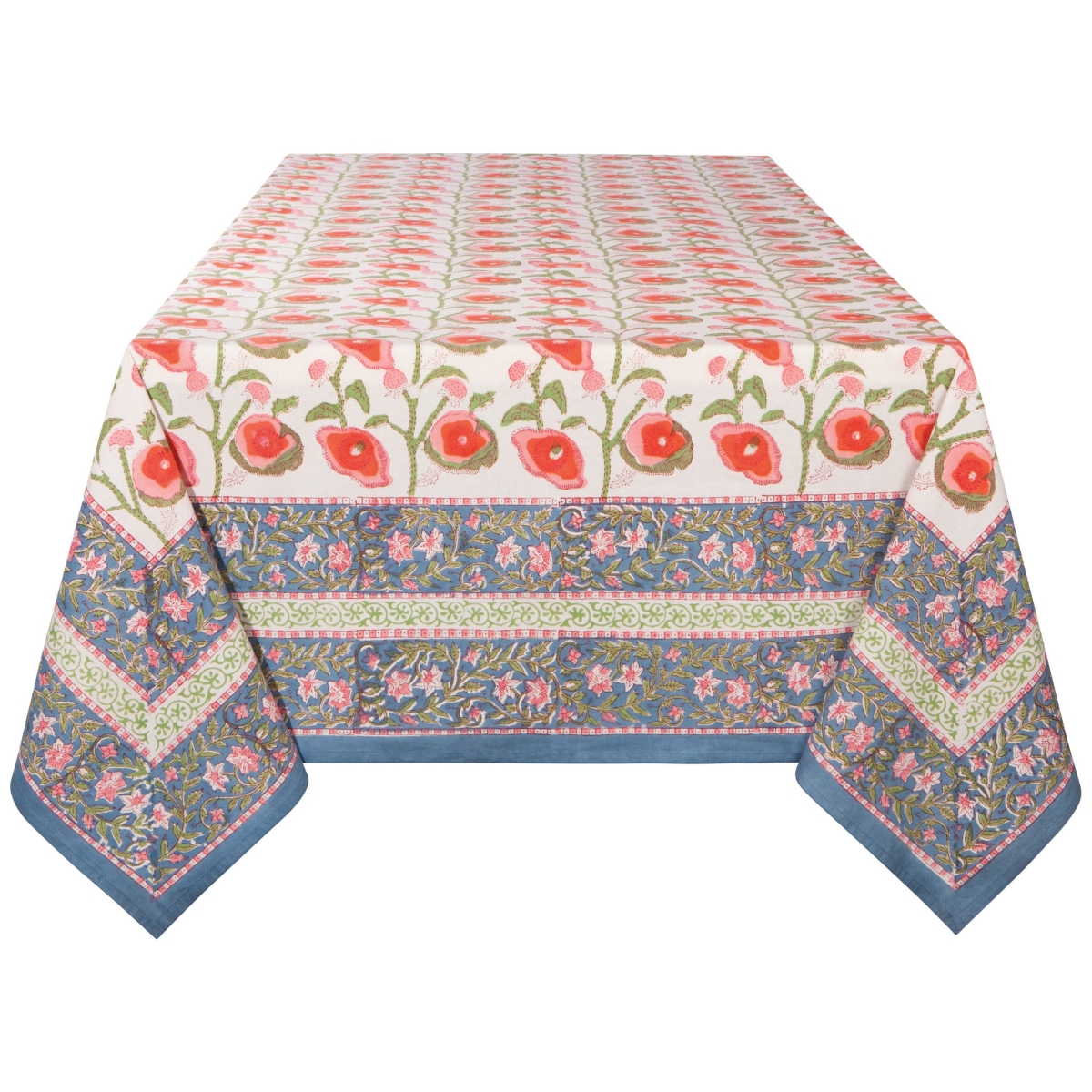 Picture of Danica Brands 1057010 90 x 60 in. Poppy Block Print Tablecloth