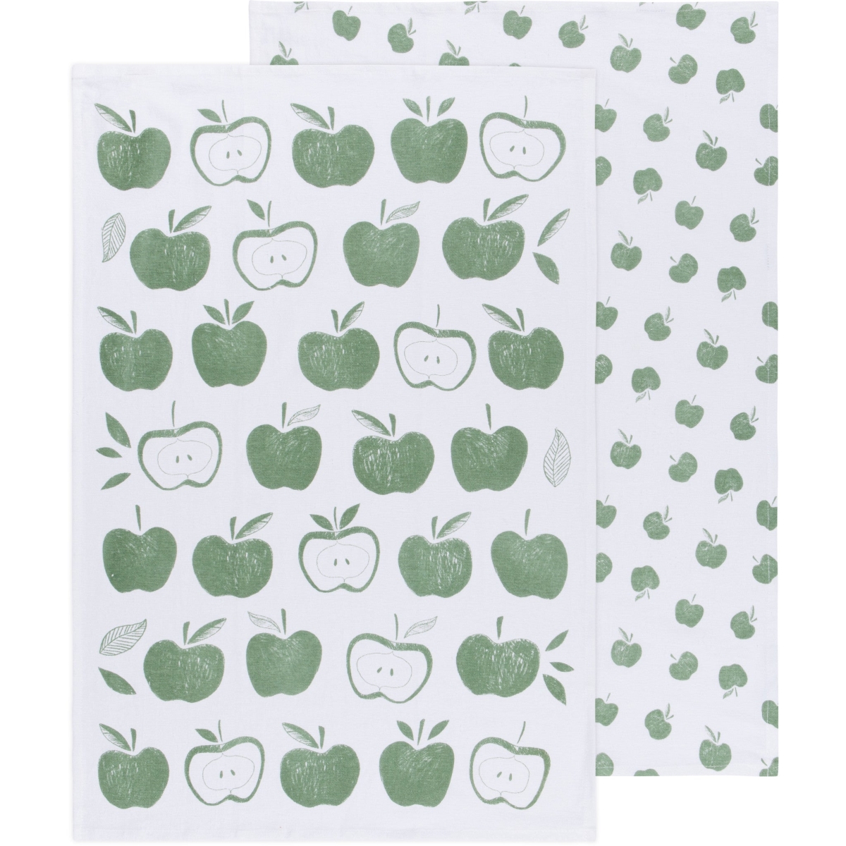 Picture of Danica Brands 2252655 Apples Print Elm Green Floursack Dishtowels, Set of 2