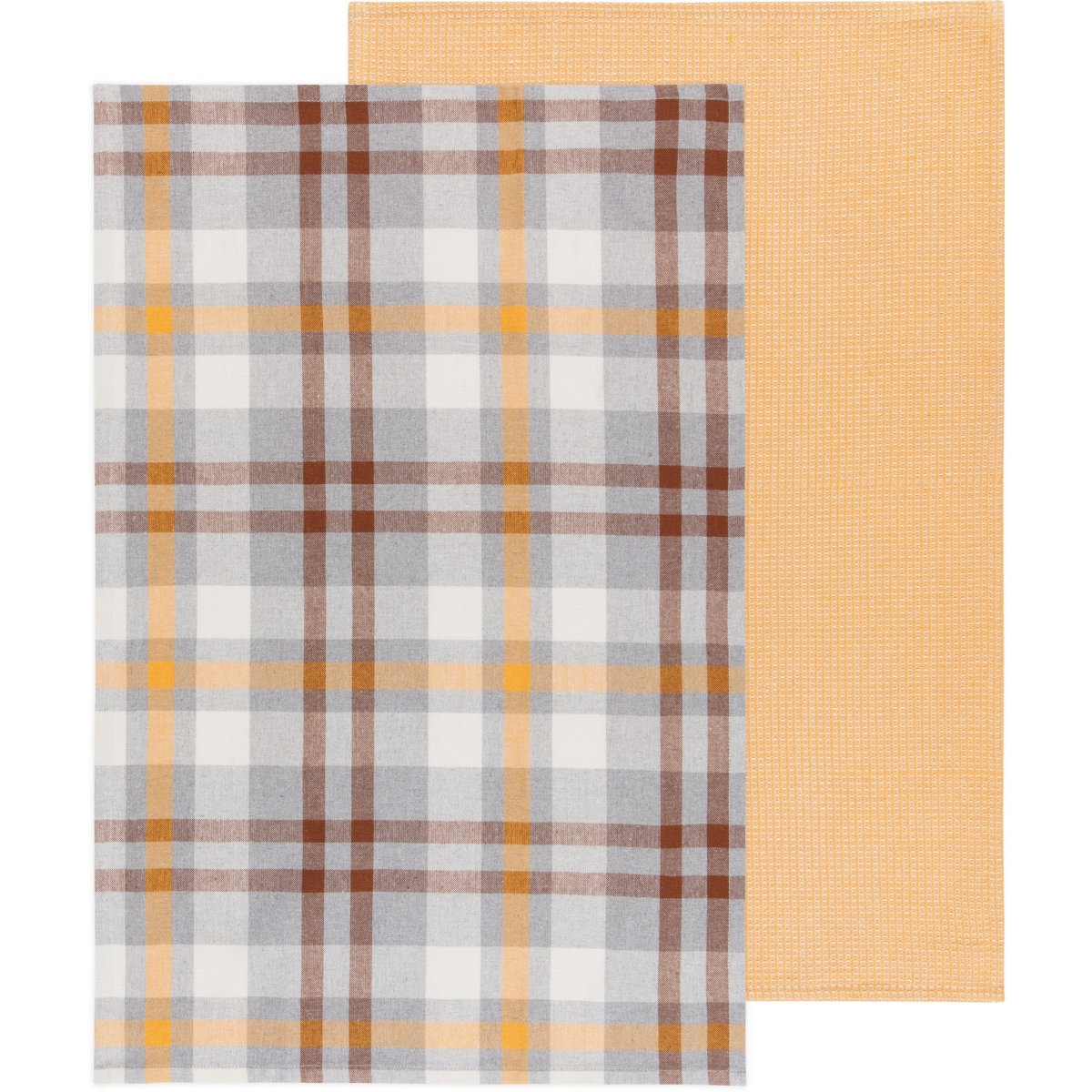 Picture of Danica Brands 2162005 Recycled Cotton 2nd Spin Plaid Maize Dishtowels, Set of 2