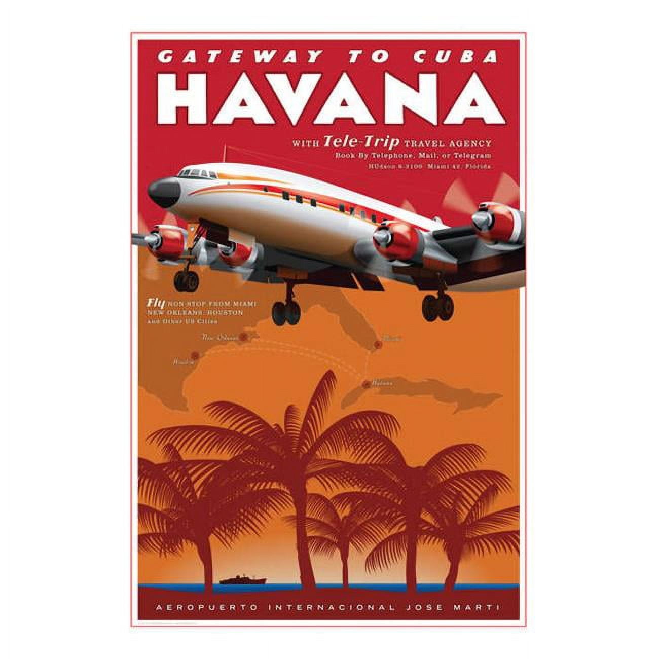 Picture of Jetage Aviation Art JA032 14 x 20 in. Havana Airport Travel Poster