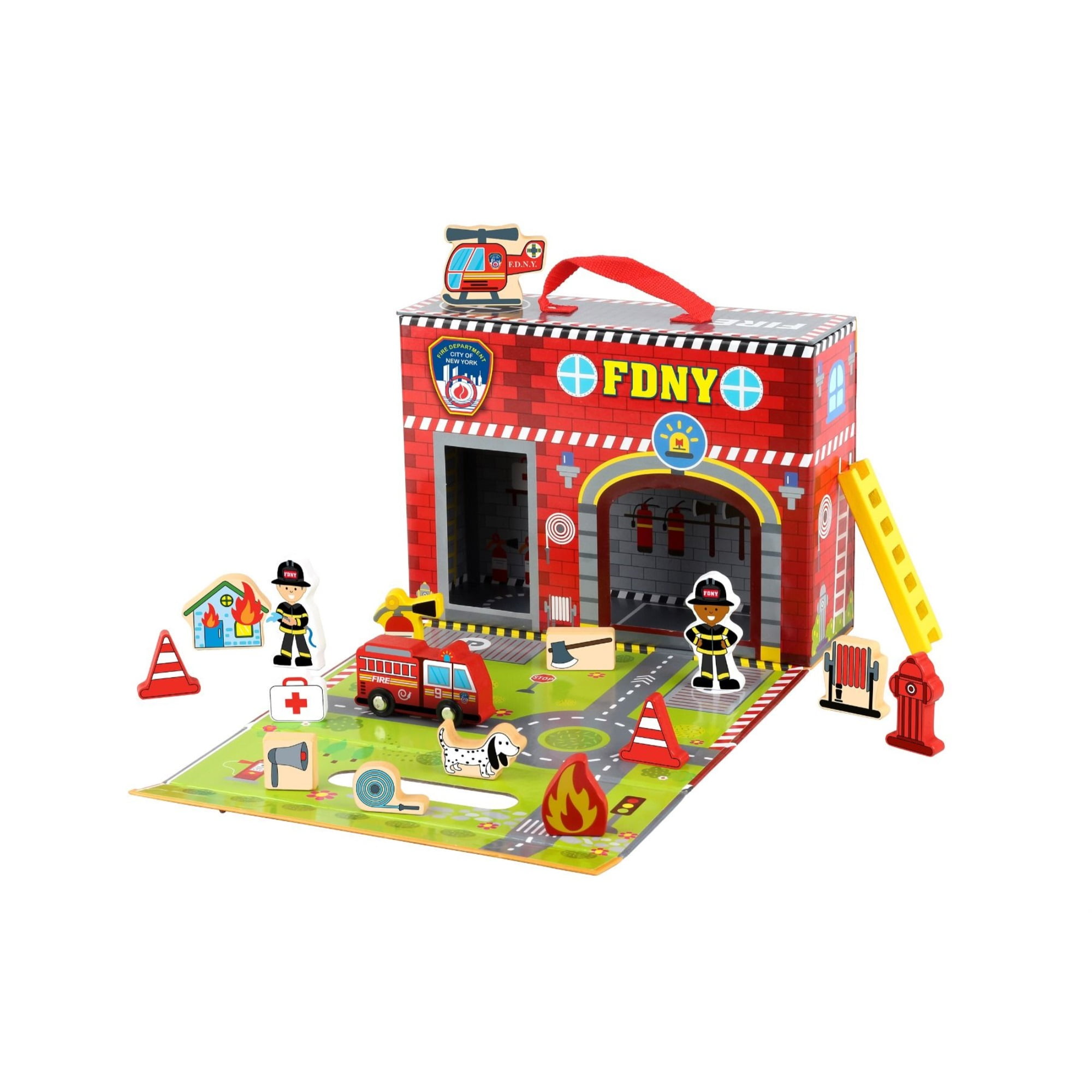 Picture of Daron TY87203 Fdny Fire Station Carring Case with 18 Wooden Accessories