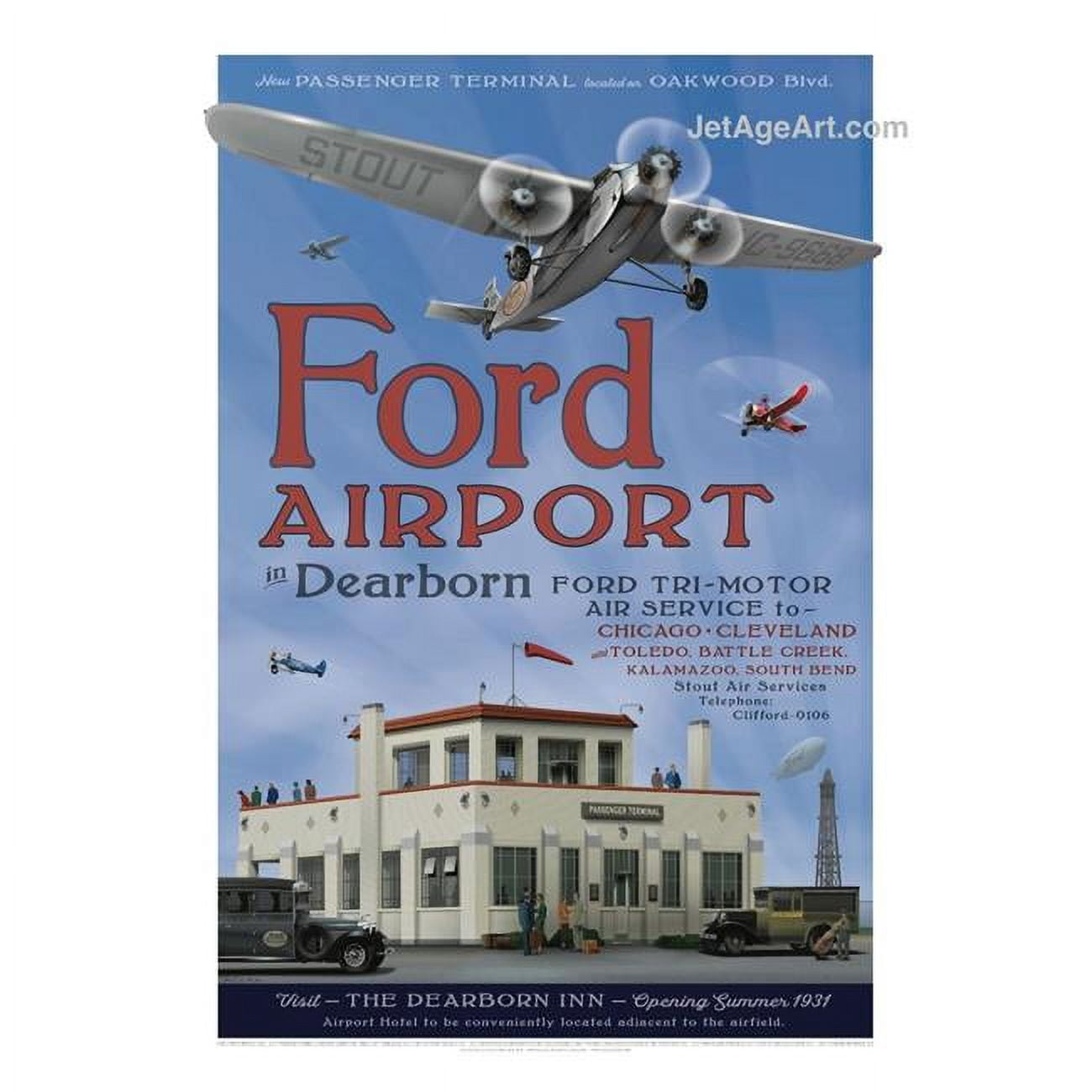 Picture of Jetage Aviation Art JA094 14 x 20 in. Ford Airport Dearborn Poster