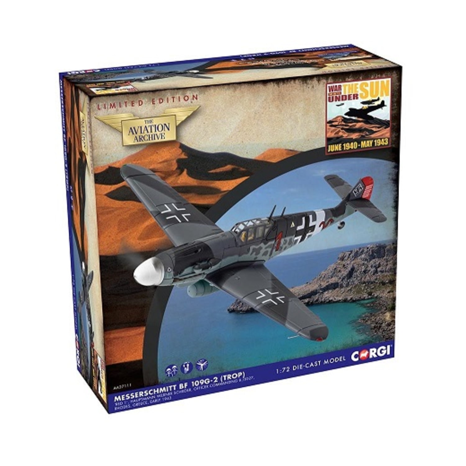 Picture of Corgi CG27111 BF109 1-72 Trop Red 1 Werner Schroer 8 JG27 Model Airplanes