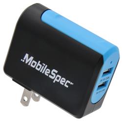 Picture of MobileSpec MBS01202 AC Dual 2.4A And 2.4A USB Charger - Black And Blue