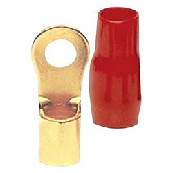 Picture of Raptor R0516RT 1 by 0 AWG &amp; 0.31 in. Gold Ring Terminal in Red &amp; Black 