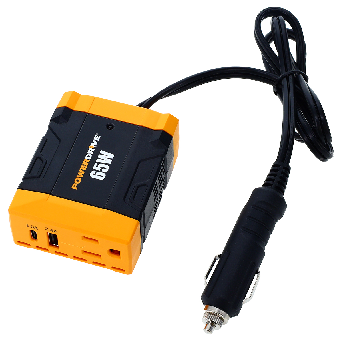 Picture of PowerDrive PWD65 PowerDrive 65W Power Inverter PWD65 Slim 12V DC to 110V AC with Outlet & 2 Ports