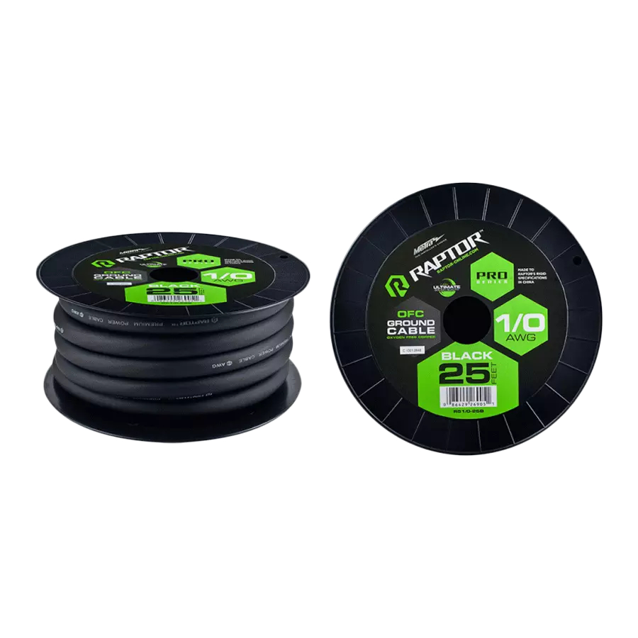 R51025B 25 ft. 1-0 AWG Pro Series Oxygen Free Copper Power Cable, Black