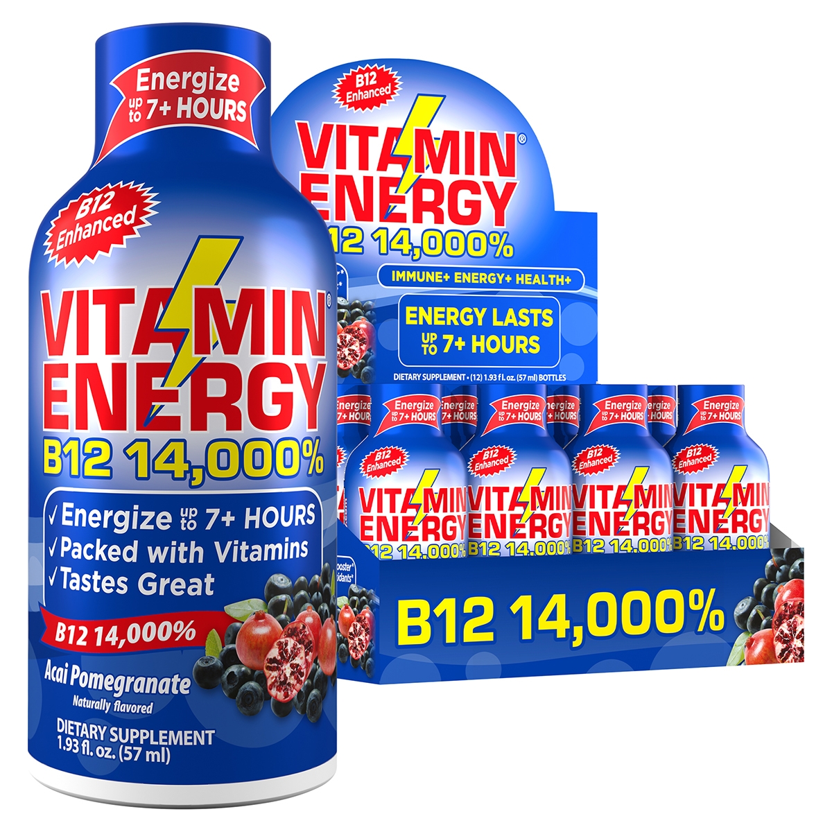 B12 14 -000% Supplement - Acai Pomegranate - 1.93 oz. (12 Bottles)